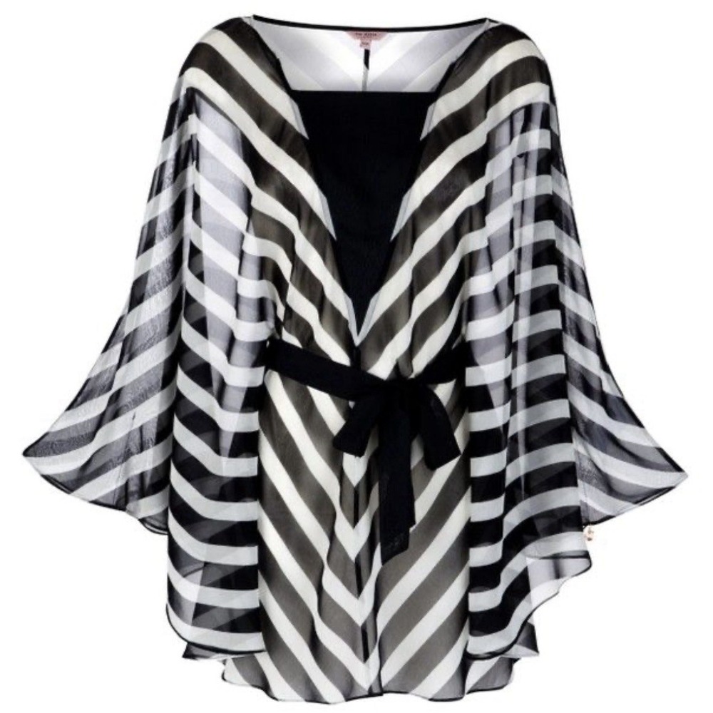 Ted Baker London Size Small Kaftan Top Classic Stripe Nautical Preppy Coastal‎